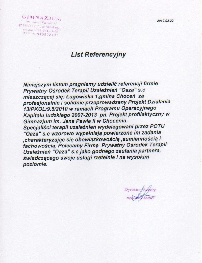 list referencyjny List referencyjny